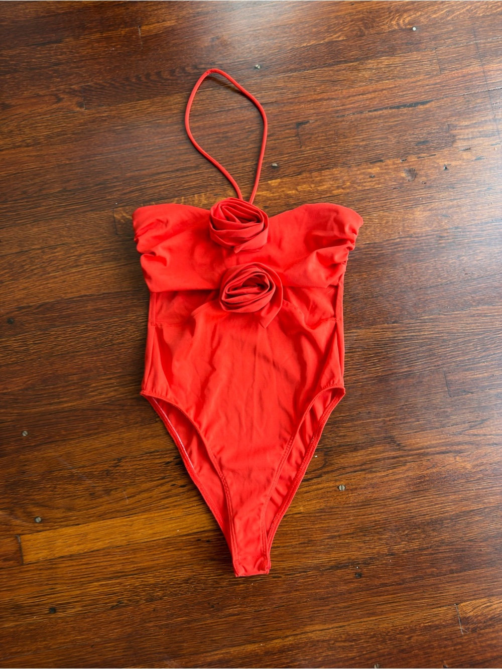 Zara Red  Body Suit‎ with Rosette Accents
